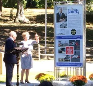 Sergei Sikorsky and his wife Elena at the Igor I Sikorsky Memorial dedication
