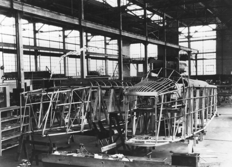 S-37 fuselage under construction at the Sikorsky factory in College Point, New York.