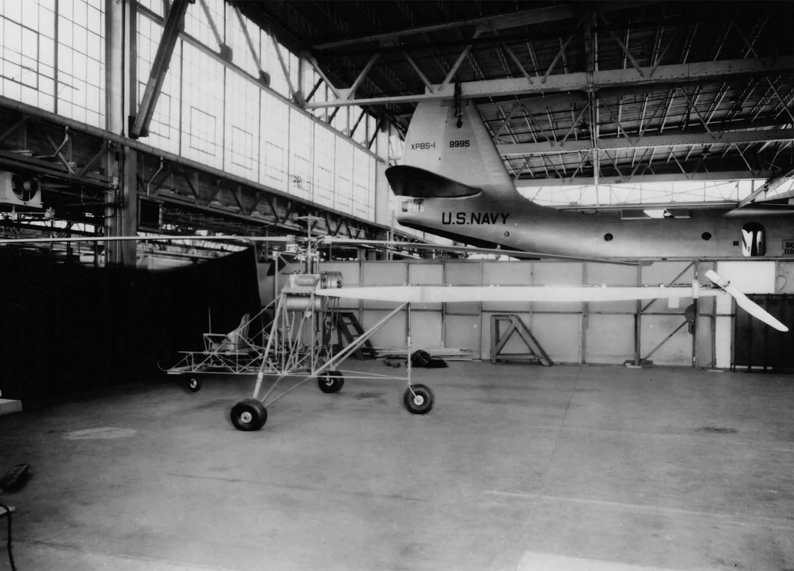 The VS-300 in the hangar on September 9, 1939, one week before its first flight.
