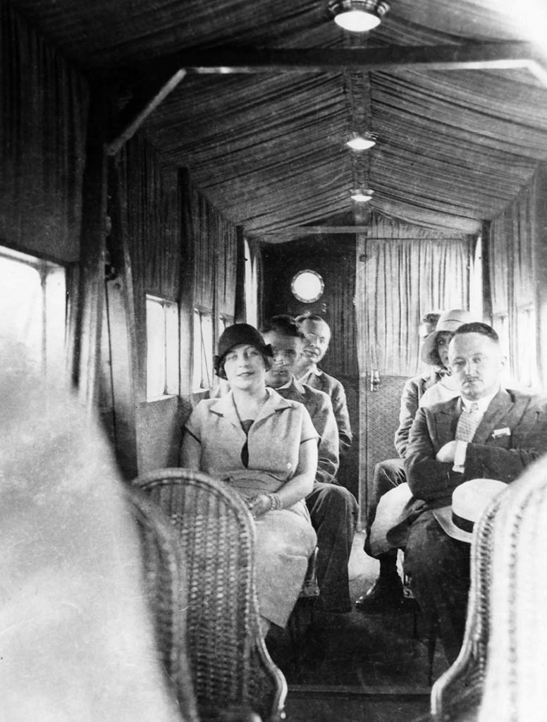 The interior of the S-29-A. The cabin was large enough to fit 14 passengers, comfortably seated in wicker chairs.